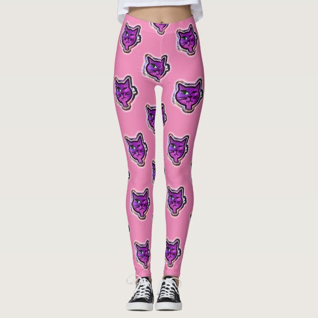 Leggings Cosmos Sparkle Winking Cat Estilo Personalizado (Anverso)