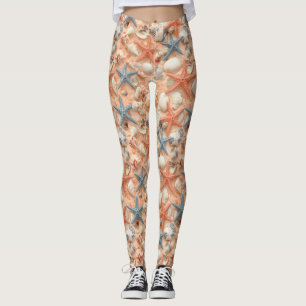 Leggings Costa Rústica - Aguas marinas, pez estrella, arrec