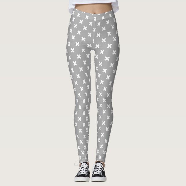 Leggings Costillas cruzadas blancas en gris (Anverso)
