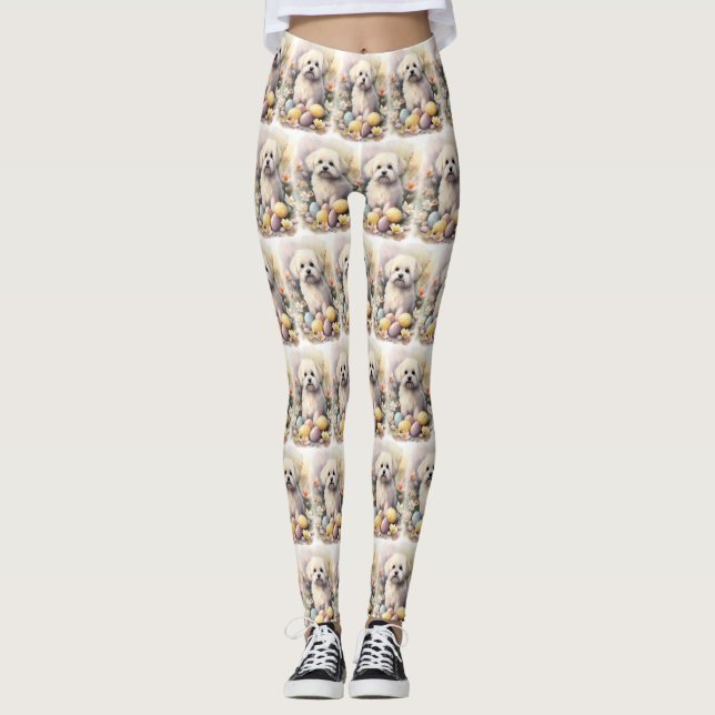 Leggings Coton De Tulear con huevos de Pascua (Anverso)
