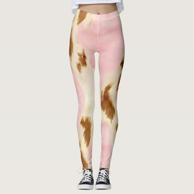 Leggings Cowgirl Pink Cream Brown Cowhide  (Anverso)