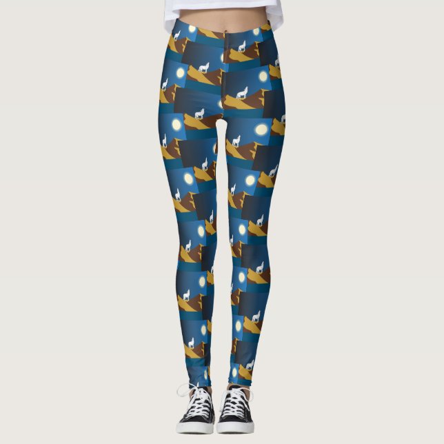Leggings Coyote del desierto que grita la Luna Llena (Anverso)
