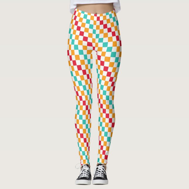 Leggings Cozy classroom diagonal checkerboard pattern (Anverso)
