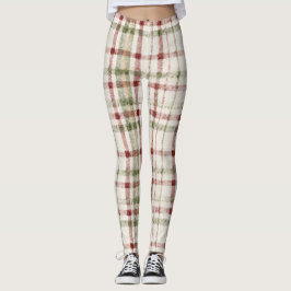 Leggings Cozy Cream Green Red Stripes