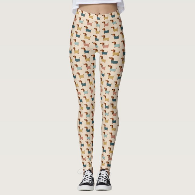 Leggings Cozy Dachshund Sweater Pattern (Anverso)
