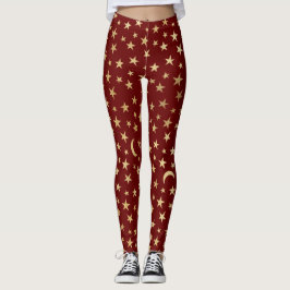 Leggings Cranberry Red con estrellas de Relieve metalizado 