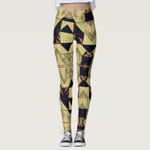 Leggings Crane de papel Beige y negro