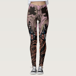 Leggings cráneo Amantes góticos Floral Romántica Escarabajo