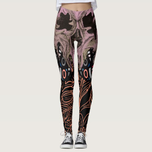 Leggings cráneo Amantes góticos Floral Romántica Escarabajo