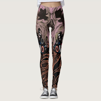 Leggings cráneo Amantes góticos Floral Romántica Escarabajo