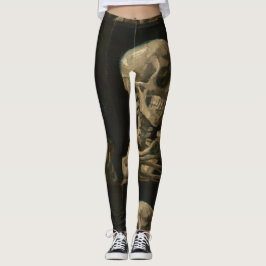 Leggings Cráneo con el cigarrillo ardiente de Van Gogh