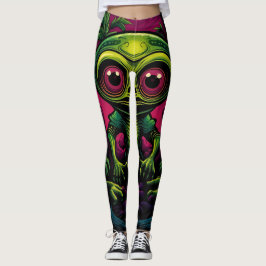 Leggings cráneo de amor alienígena buen humor suerte