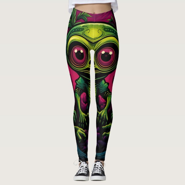 Leggings cráneo de amor alienígena buen humor suerte (Anverso)