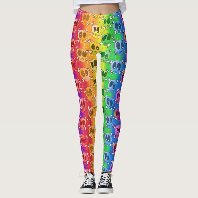 Leggings Cráneo de arcoíris en colores premeditados (Anverso)