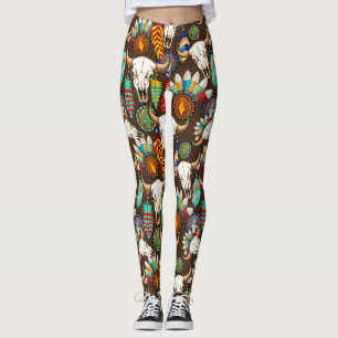 Leggings Cráneo de Búfalo Emblema Nativo Americano