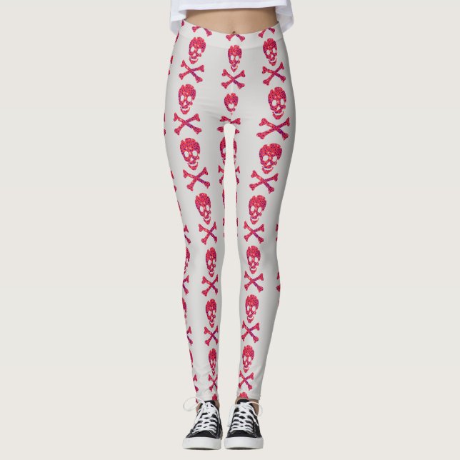 Leggings Cráneo de flor rosa (Anverso)
