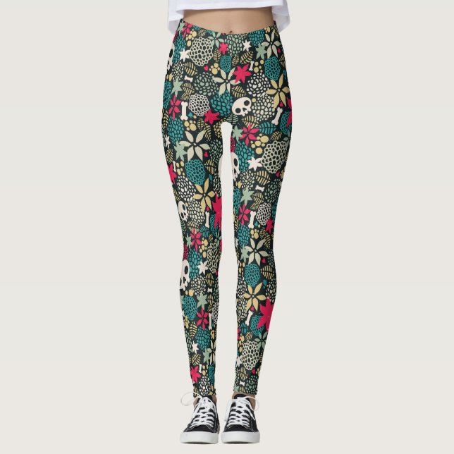 Leggings Cráneo de flores (Anverso)