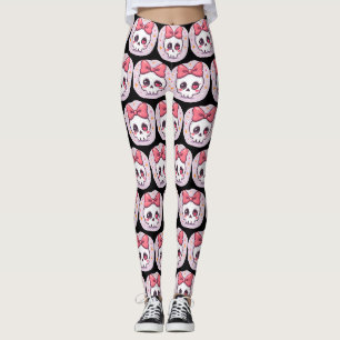 Leggings Cráneo de Goth Pastel con Lazo