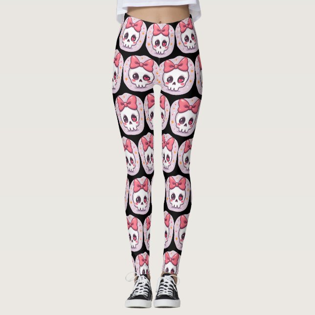 Leggings Cráneo de Goth Pastel con Lazo (Anverso)