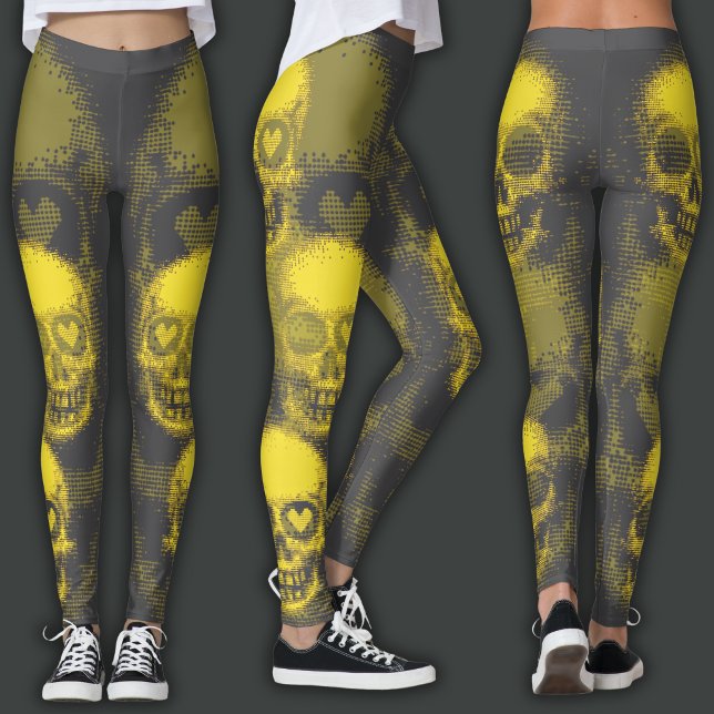 Leggings Cráneo Edgy | Amarillo y Gris (Subido por el creador)
