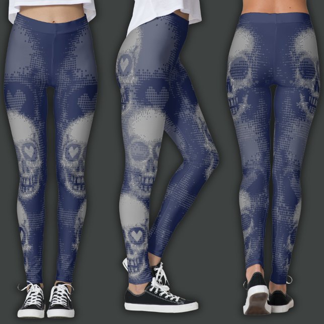Leggings Cráneo Edgy | Gris y Azul Oscuro (Subido por el creador)