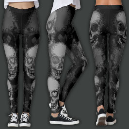 Leggings Cráneo Edgy | Gris y Negro