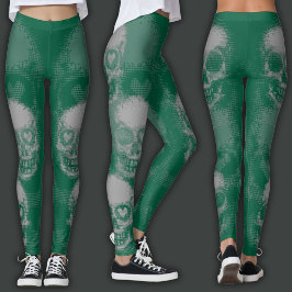 Leggings Cráneo Edgy | Gris y Verde