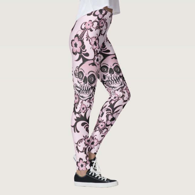 Leggings Cráneo rosado del tatuaje (Derecha)