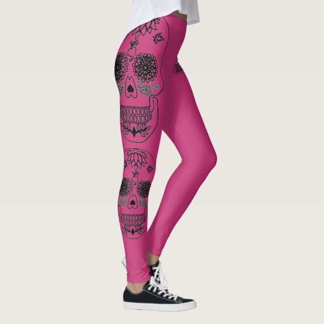 Leggings Cráneo rosado y negro (Derecha)