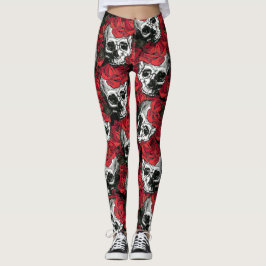 Leggings cráneo y rosas