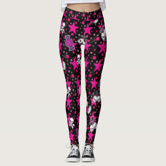 Leggings Cráneos y modelo punkyes del caramelo en las
