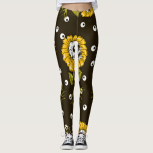 Leggings Cránulos de girasol: Patrón único sin foco.