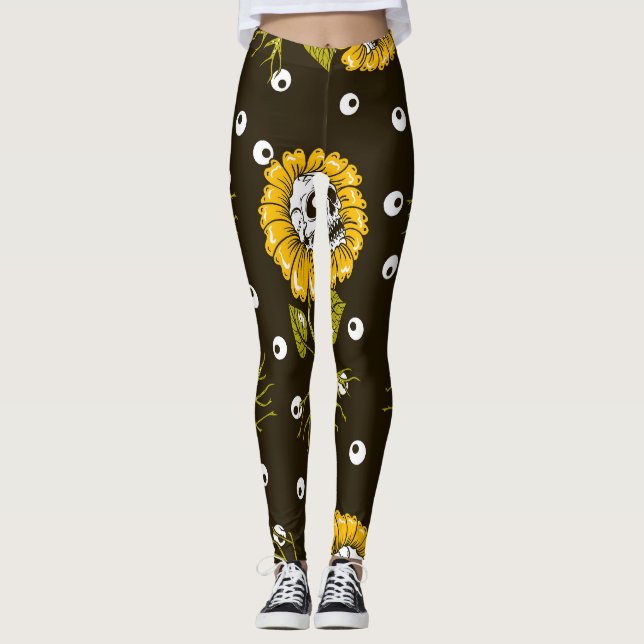 Leggings Cránulos de girasol: Patrón único sin foco. (Anverso)