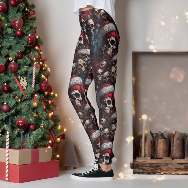 Leggings Cránulos góticos oscuros Santa Hats Gothmas Navida (Subido por el creador)