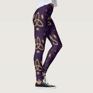 Leggings Crea Tu Propia Diosa Luna Triquetra Dorada Púrpura