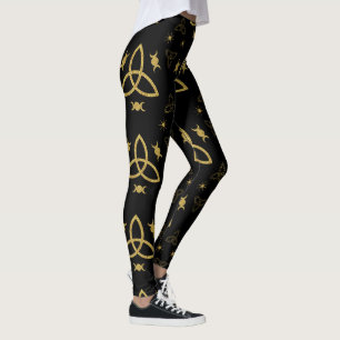 Leggings Crea Tu Propia Diosa Lunar Triquetra Dorada Negra