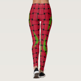 Leggings Crea tu propia planta textil trenzada roja.