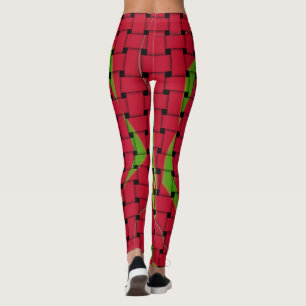 Leggings Crea tu propia planta textil trenzada roja.