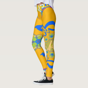 Leggings Crea tu propio diseño floral amarillo brillante