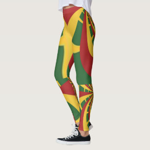 Leggings Crea tu propio diseño rojo de rastas doradas