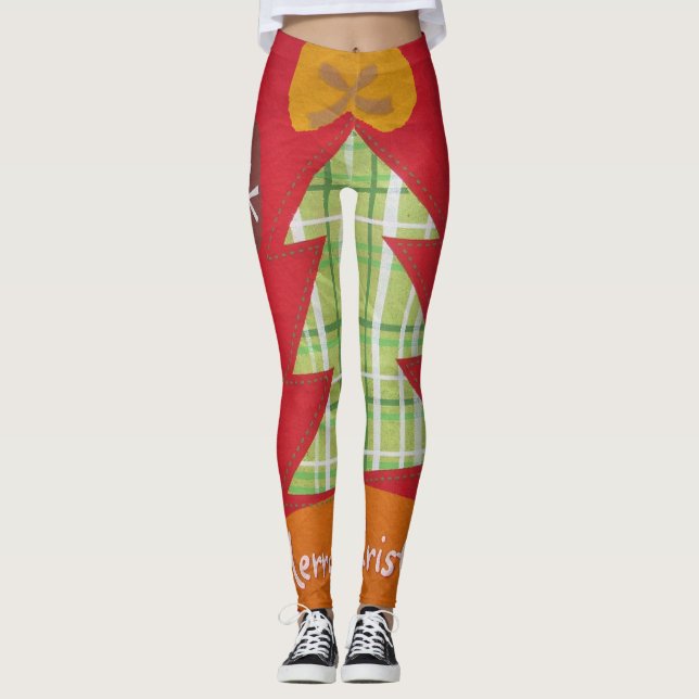Leggings Crea tu propio hermoso diseño de árbol de Navidad (Anverso)