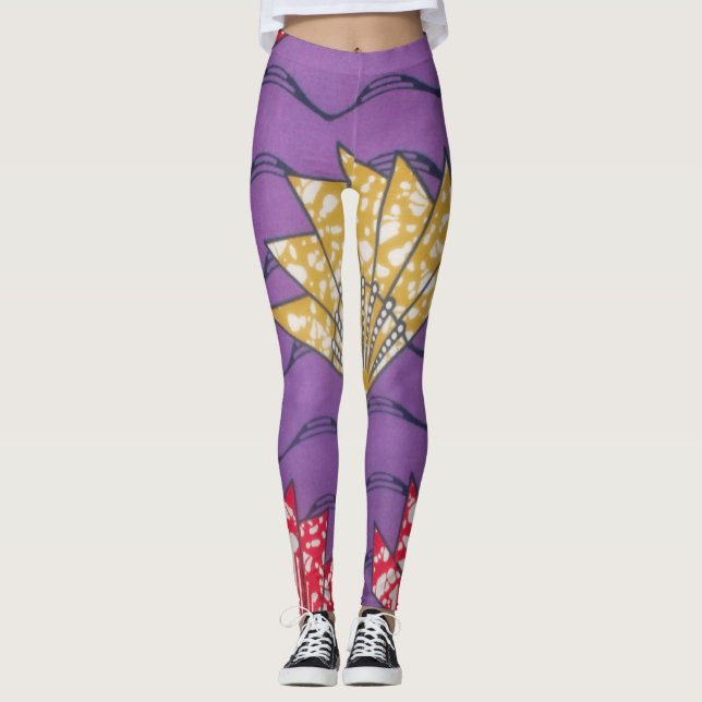 Leggings Crea tu propio patrón africano de ropa morado (Anverso)