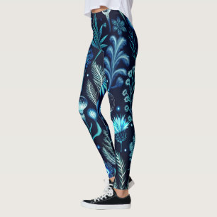 Leggings Crea tus propias flores silvestres azul verdoso de