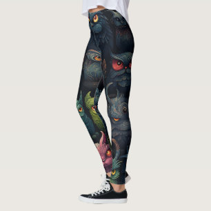 Leggings Crea tus propias lechuzas de duende salvaje negras