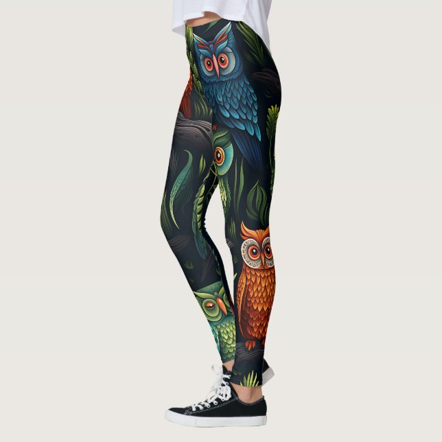 Leggings Crea tus propias lechuzas multicolores negras (Izquierda)