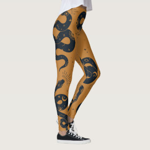 Leggings Crea tus propias serpientes negras sagradas naranj
