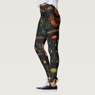 Leggings Crea tus propios búhos de bosque salvaje aves negr