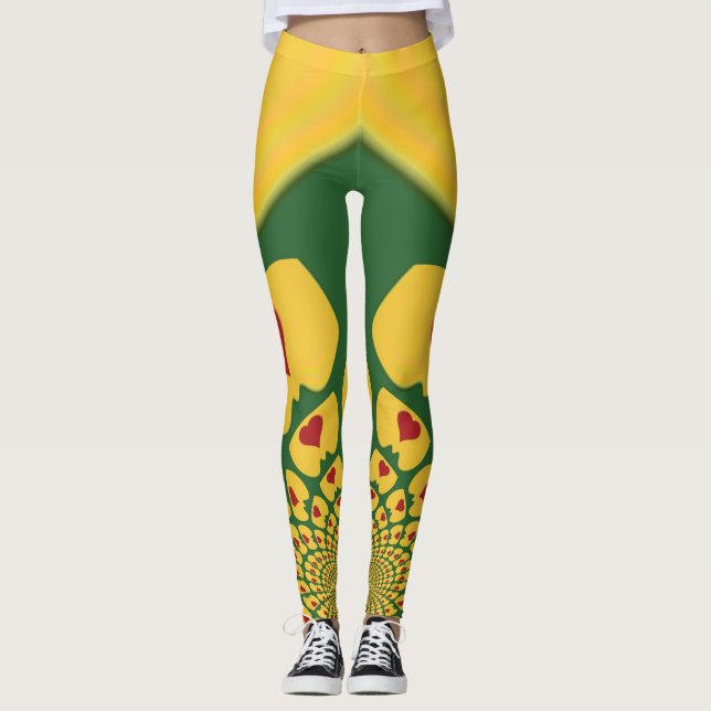 Leggings Crea tus propios colores de rasta rojo de Jamaica  (Anverso)