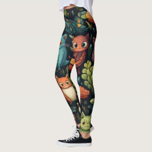 Leggings Crea Tus Propios Gatos Duendes Salvajes Negros