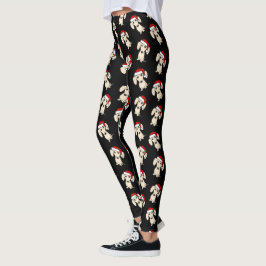 Leggings Cream Dachshund Santa Cute Navidades vacaciones de